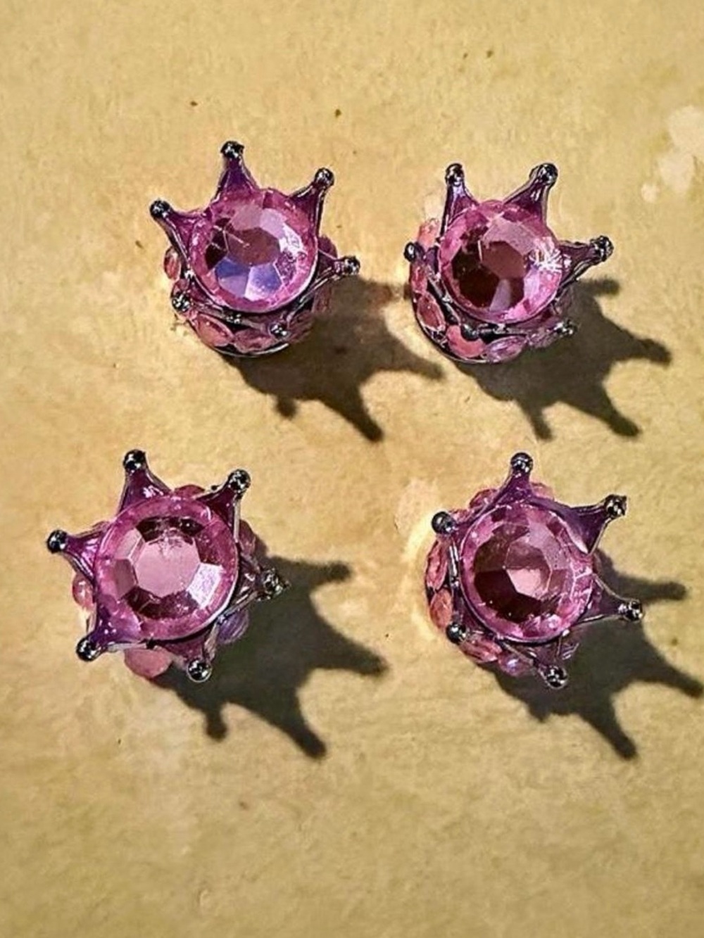 New Pink Crown Crystal Valve Caps